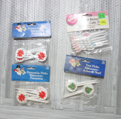 Lot of Cake Picks Cupcake Christmas Easter Vintage