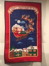 56" X 33" Holiday Quilt Wall Hanging "Happy Christmas to All " Free S/H 