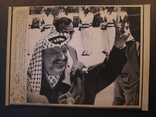 AP Wire Press Photo Yasser Arafat Leader of PLO emergency Arab Summit Casablanca