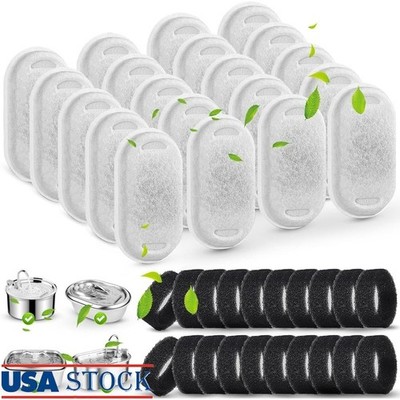 Pet Fountain Replacement Filters 20 Pack Activated Carbon Sponges Fresh Water US