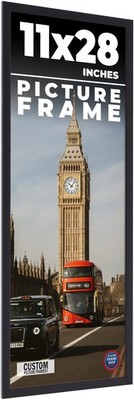 11x28 Frame Black Real Wood Picture Frame Width 0.75 inches | Interior Frame Dep
