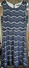 Preston & York Navy Lace Fit & Flare Dress Women's Size 6 Sleeveless Lined