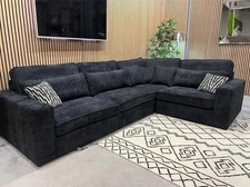 New | Ruby Corner Sofa | Full Back | Left & Right Hand| Black Naples