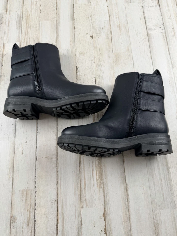 Lucky Brand Moto Boot Ondalucia  Zipper Buckle Leather Combat Platform Chunky - Image 3 of 4