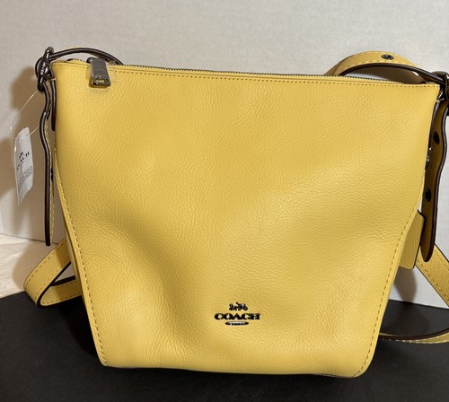 NWT Coach C2818 Val Duffle Refined Pebble Leather Crossbody Flax Yellow Purse