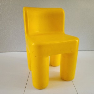 Vintage Little Tikes Kids Chair Yellow Molded Plastic Chunky Leg