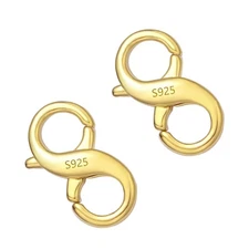 Lobster Clasp Necklace Bracelet Extender,925 Sterling Silver Plated with 14K