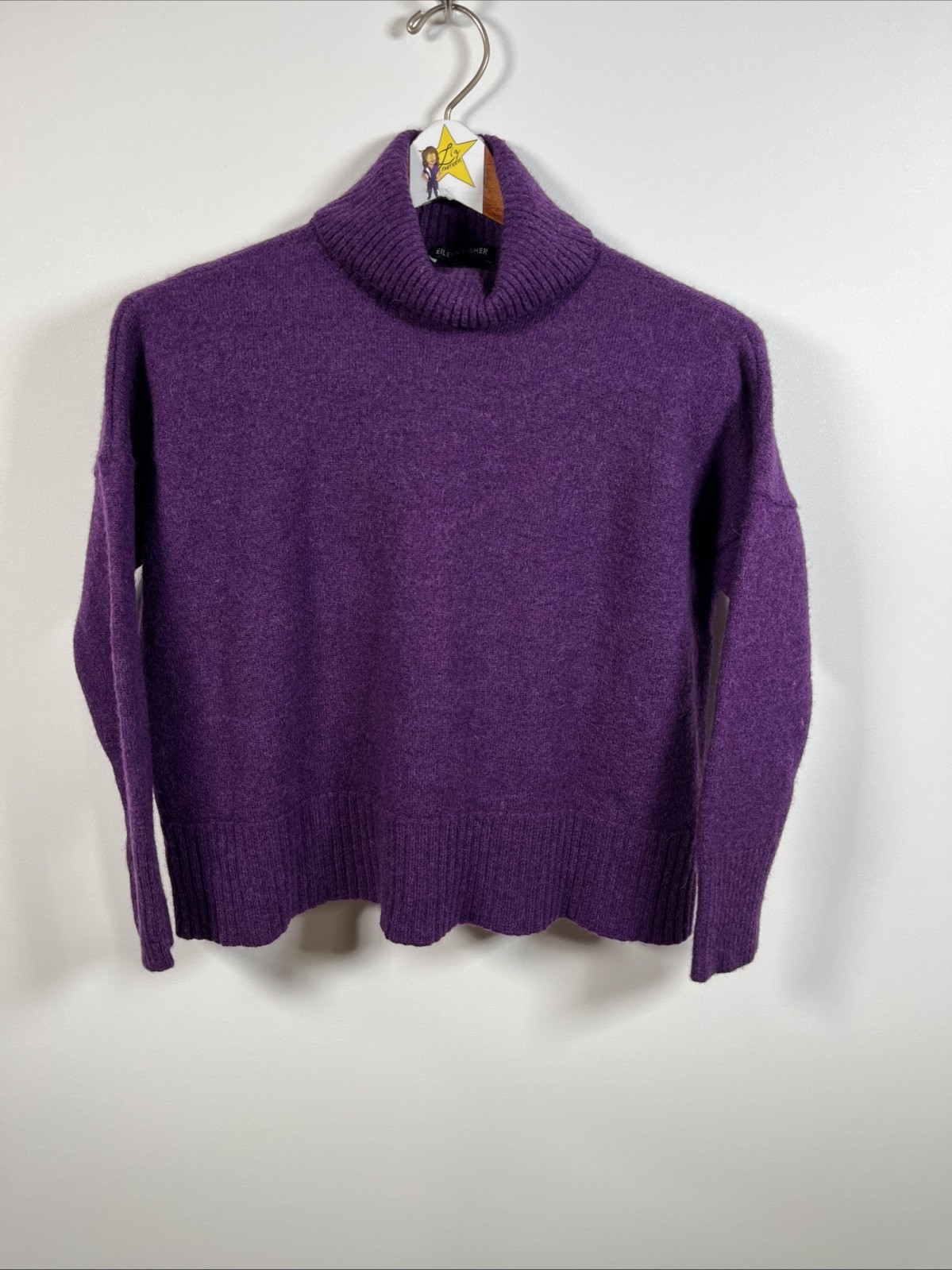 Eileen Fisher Petite Turtleneck Sweater Long Sleeve Alpaca Yak Wool Career Boxy