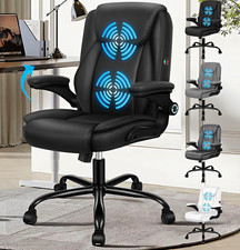 ELFORDSON Executive Massage Office Chair Faux Leather Swivel Black 120kg