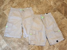 2 Pair Boy's Urban Pipeline Super Strong Pull On Cargo Shorts Size L 14/16 NWT