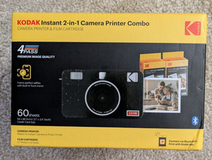 KODAK 2-in-1 Instant Camera & Printer Combo 60 Sheets New in Box (Black)