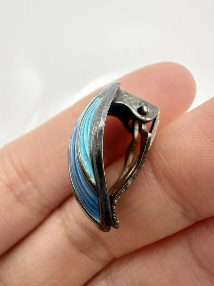 Pendiente vintage único David Differsen Norway esmalte plata de ley Foto 3 de 4