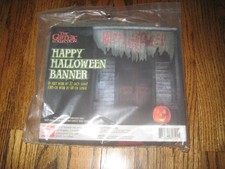 The Gothic Collection Happy Halloween Banner 10 ft x 27 inches Mesh Decoration