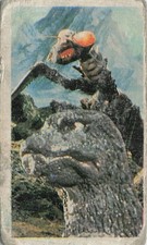 Godzilla vs Kamacuras Menko Card 7 of Clubs Japanese Kaiju Monster 4026 Vintage
