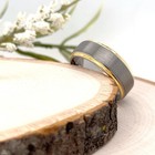 8mm Stylish Unisex Tungsten Carbide Ring Brushed Silver & Gold beveled Edge Band — photo 1