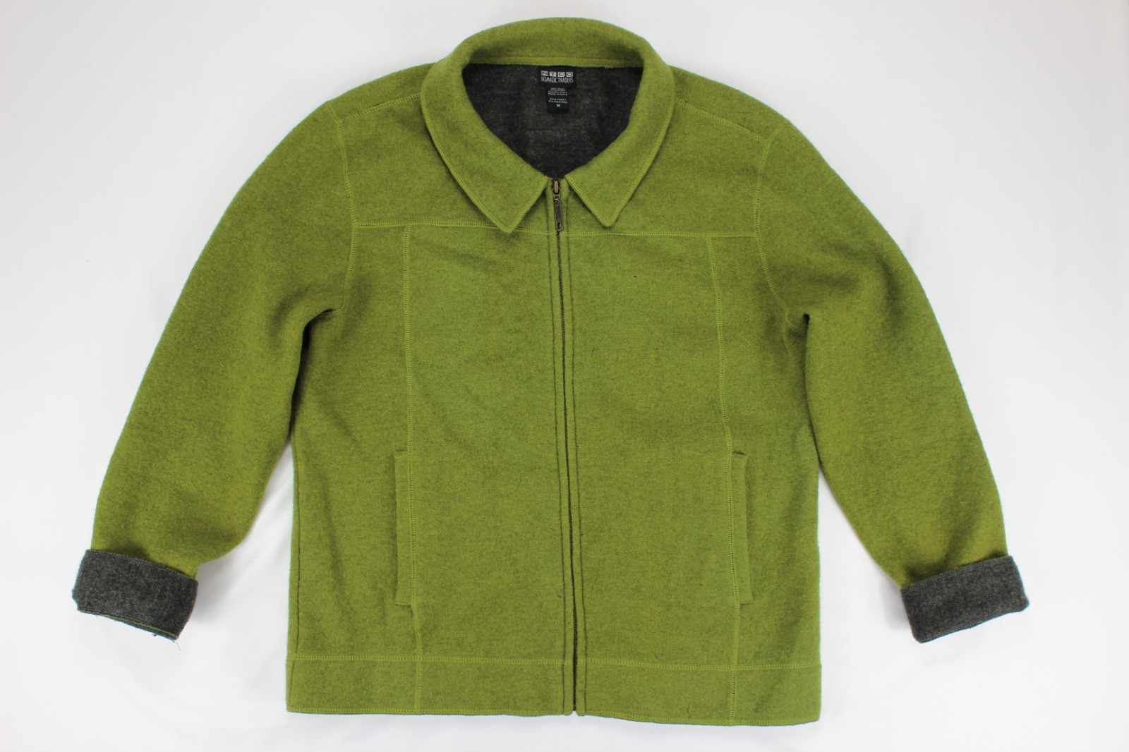 Nomadic Traders Wool Jacket M Green Full Zip Warm… - image 4
