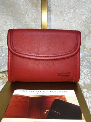 小物 OLD COACH Vintage Leather Coin Case Coach Old Coach Coin Case Multi Function Purse Red Leather Unused