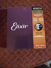 Elixir 16052 Nanoweb Coating Acoustic  Guitar Strings  12 53 Light