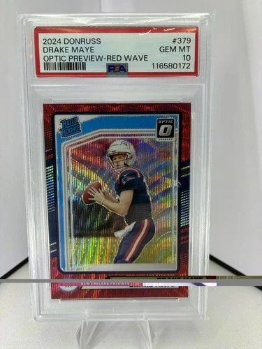 2024 Donruss Drake Maye #379 Optic Preview Red Wave Prizm RC PSA 10