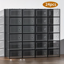 6/12/24 Pack Large Shoe Storage Organizer for Closet Space Saving Clear Plastic