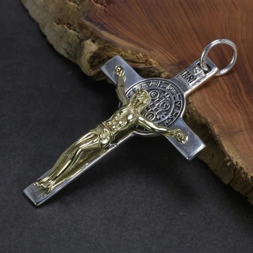 Real 925 Sterling Silver Large Plain Cross Crucifix Pendant Necklace ...