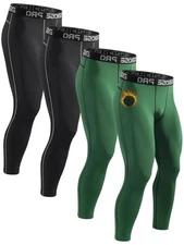 4 Pack Thermal Underwear Long Johns Fleece Base Large Black/Black/Green/Green