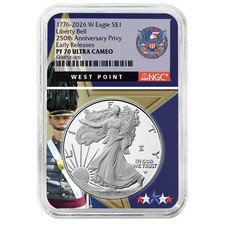 2026-W 1 1-oz Proof American Silver Eagle NGC PF70UC ER West Point Core