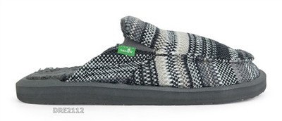 Sanuk You Got My Back 2 Basics Chill Black Stripe Slides Slippers Size 9 *NEW*