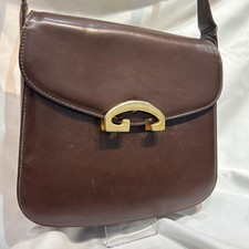 GUCCI Vintage Brown Leather Flap Shoulder Bag Stylish Crossbody Authentic