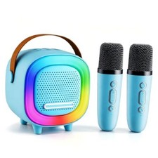 Kids Karaoke Machine Toy Ages 3-12, Mini 2 Wireless Mics Blue - 2 Mics