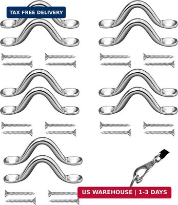 10 PCS Stainless Steel Bimini Top Hardware, Pad Eye Straps for Boat with 20PCS S