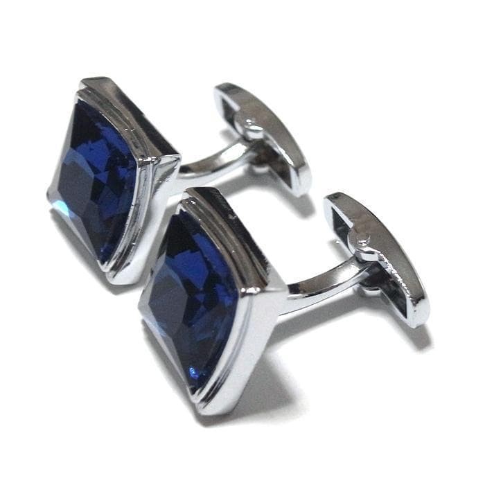 Cufflinks Rectangle Square Crystal Blue Rhineston… - image 3