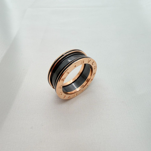 Bvlgari B.zero1 18K Rose Gold Black Ceramic Band Ring Size EU53 US6.5