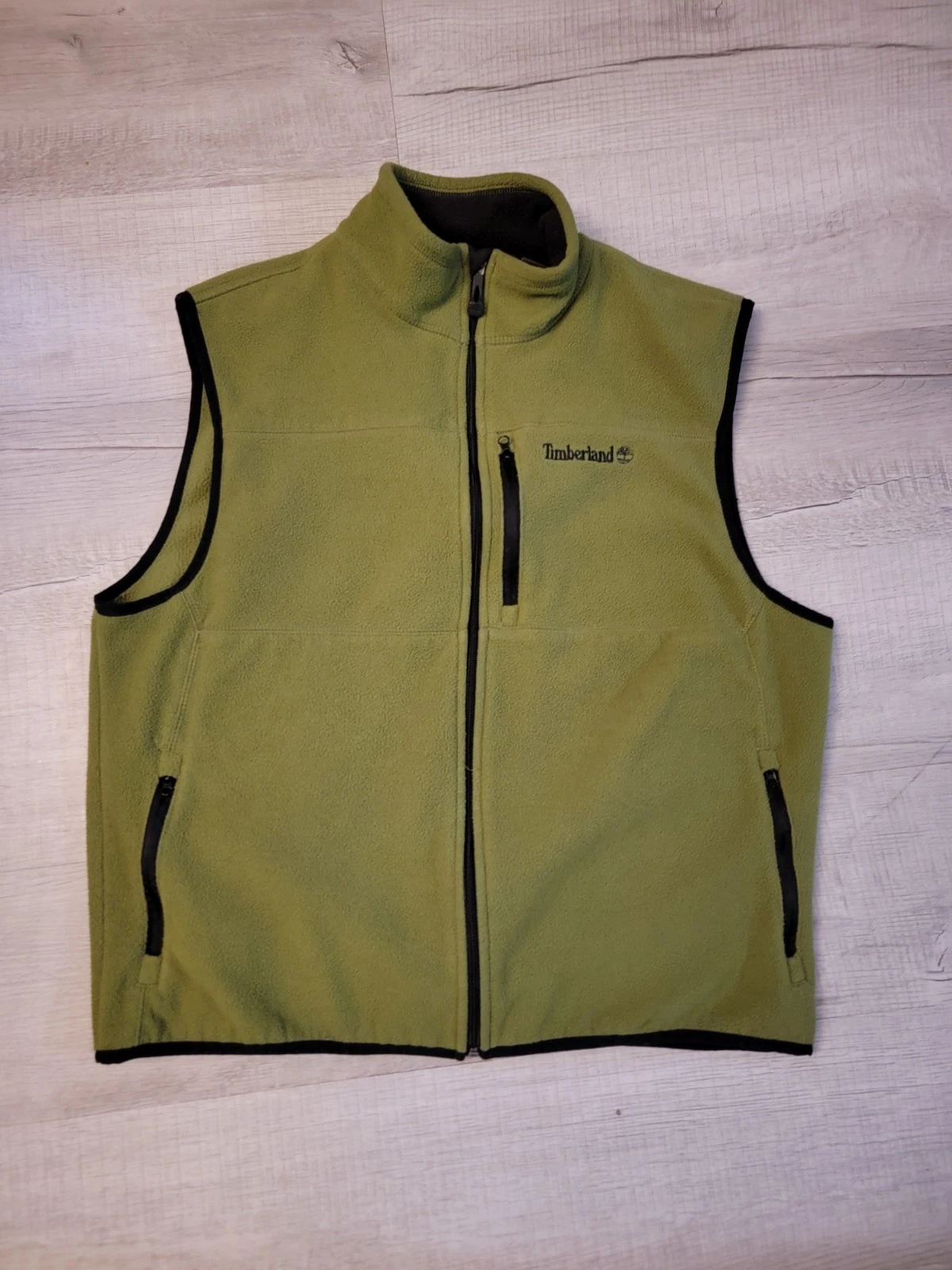Vintage Y2K Timberland Fleece Full Zip Vest Men's Green Size Large