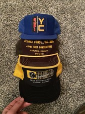 Vintage lot of 3 advertising Snapback Trucker Hat Caps K Brand USA patch