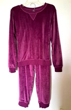 LOUNGE SET SIZE LARGE 2 PC LEISURE JOGGER SET VELOUR PURPLE TRACKSUIT ACTIVEWEAR