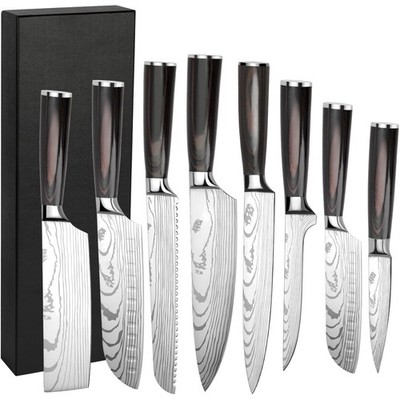 Messerset 8-tlg Küchenmesser Set aus Hochwertigem Edelstahl, Ultra Scharfes M...