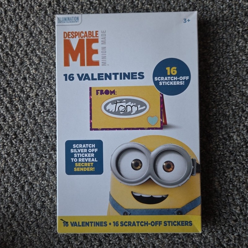 Despicable Me Valentine's Day Cards With Scratch-Off Stickers Minions Kids