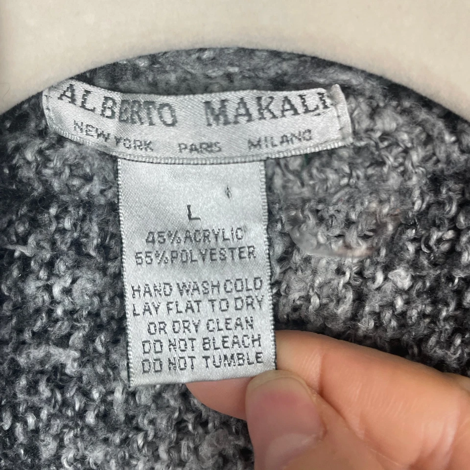 Cardigã feminino Alberto Makali grande cinza robusto malha aberta arte boêmia para usar - Imagem 2 de 4