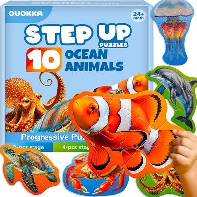 Toddler Puzzles Ages 2-4 - Large Floor Puzzles for Kids 3-5 - 8 Realistic Animal