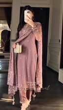 Latest Faux Georgette Dusty Pink Salwar Kameez With Dupatta For Function Wear