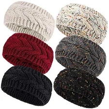 Pangda 6 Pcs Winter Knitted Headband for Women Girls Cable Knit Headbands 