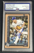 2025 Topps Signed Evan Phillips Gold Border /2025 Dodgers Card US18 Auto PSA COA