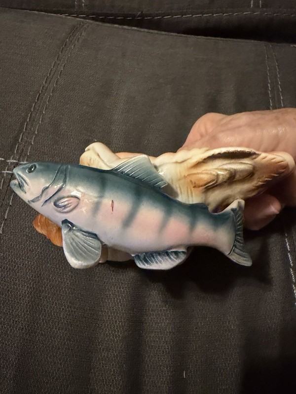 Vintage Victoria Ceramics Japan Rainbow Trout Fish Figurine MCM 1950s