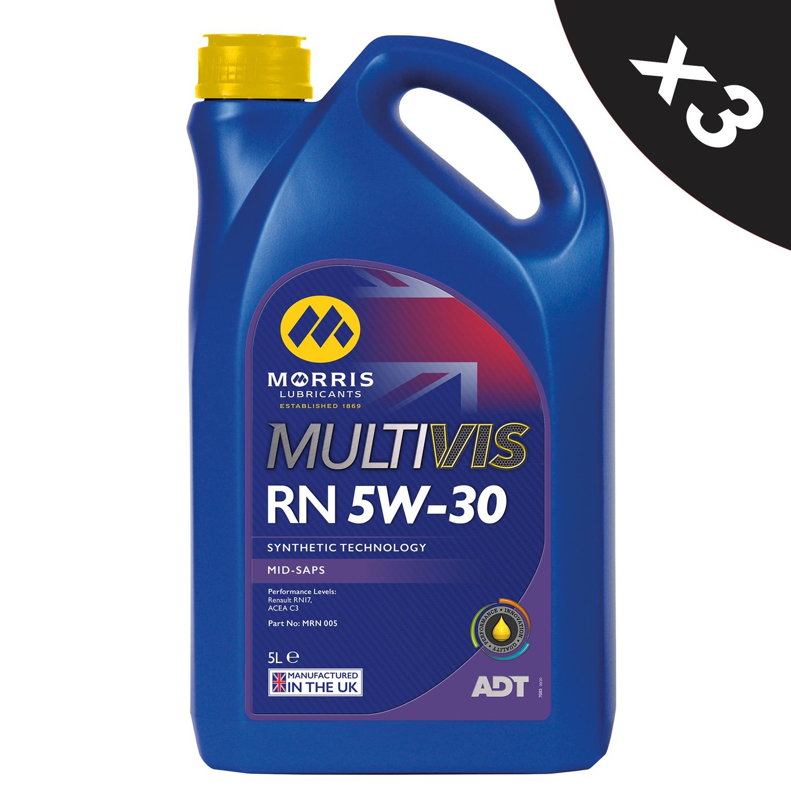 5w30 Fully Synthetic Engine Oil Morris Multivis Mid Saps C3 Renault RN17 3x5L