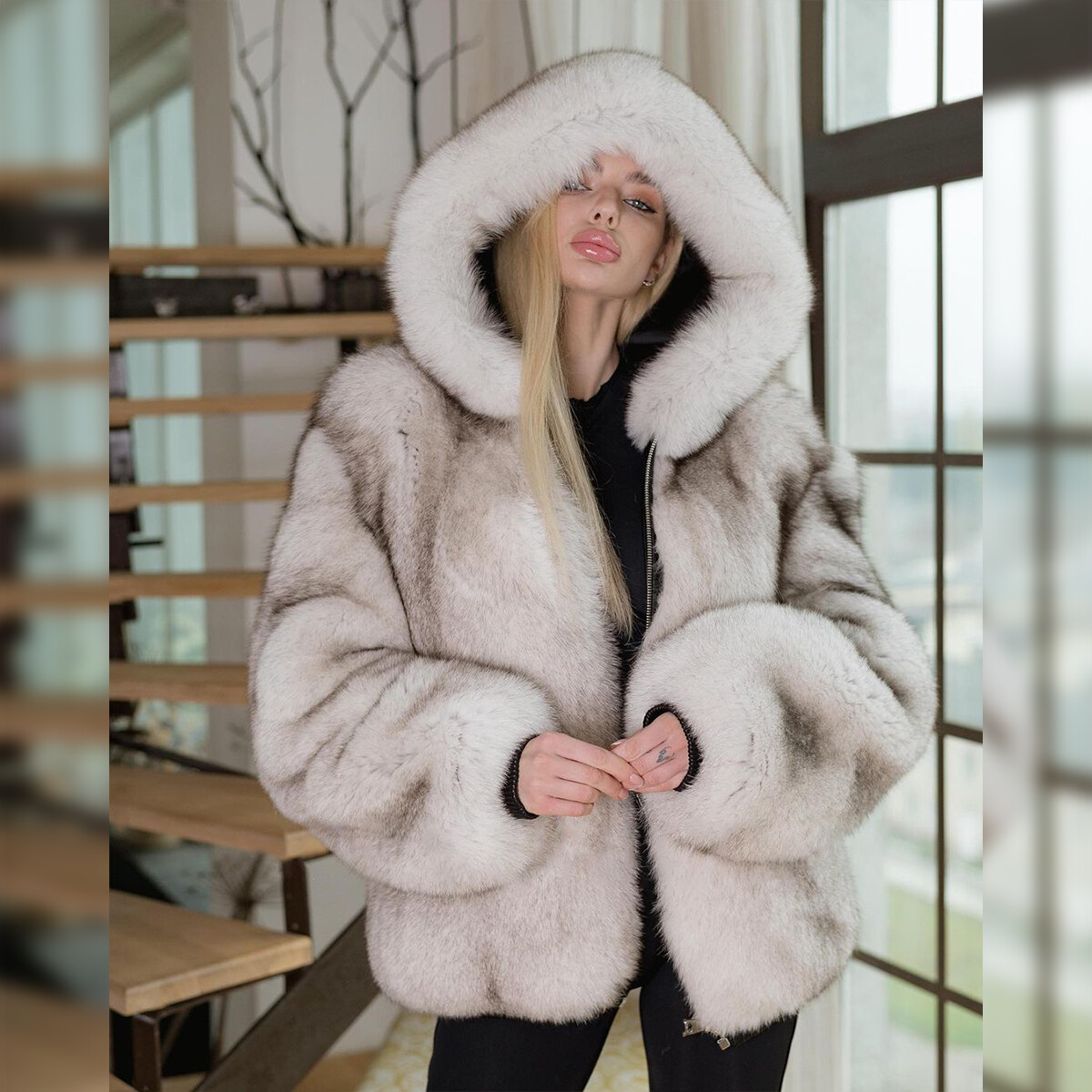ジャケット・アウター real fox fur coat 90s New Genuine Fox Fur Coat Women's Real Fox Fur Coat Down Thicken