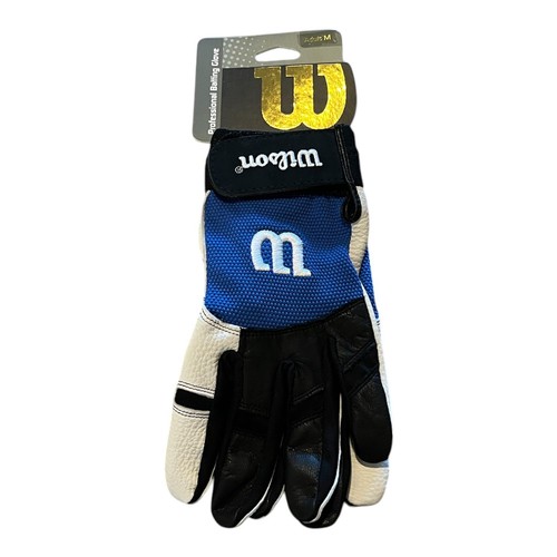 New Wilson Professional Adult Batting Gloves Size M Blue White