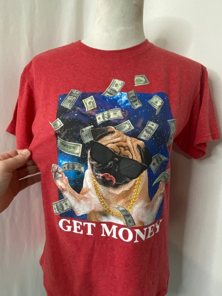 Camisa mediana para niños Delta roja Get Money gráfica manga corta cuello redondo Foto 3 de 4
