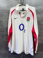 England Team Nike Rugby Longsleeve Shirt Home 2002/2003 Jersey White Men Size XL