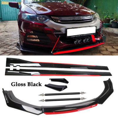 For Honda Insight Front Bumper Lip Spoiler Splitter Side Skirt Glossy Black +Red
